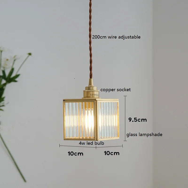 Helnys Nordic Modern Ash Walnut Wood Copper LED Pendant Lights for Home Indoor Decor