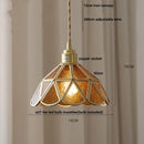 Helnys Vintage Loft Copper LED Pendant Light with Adjustable Wire and Amber Glass