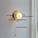Helnys Nordic LED Wall Sconce Walnut Glass Ball Pull Chain Switch Wall Light