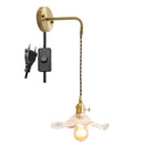 Helnys Amber Glass LED Wall Sconce for Living Room, Bedroom, Bar - Copper Wall Lamp