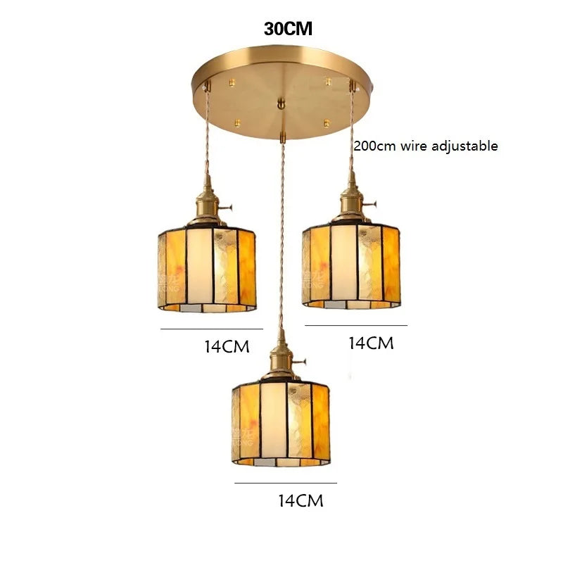Helnys Vintage LED Pendant Lamp with Copper Socket & Glass Lampshade