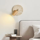 Helnys Stone Wood LED Wall Sconce, Rotatable Up Down Interior Stair Light