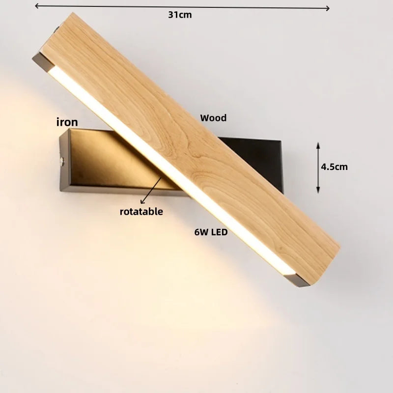 Helnys Nordic LED Wall Sconce Pull Chain Switch Wood Modern Stair Light Fixtures
