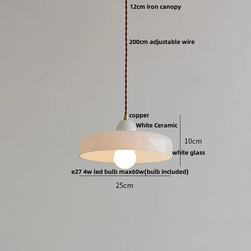 Helnys White Glass LED Pendant Lamp: Nordic Modern Hanging Lights for Home Decor