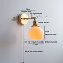 Helnys Nordic LED Wall Light White Umbrella Style Swing Copper Arm Bedside Lamp