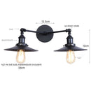 Helnys Gold Vintage 2 Heads LED Wall Lights Industrial Pull Chain Switch Lamp