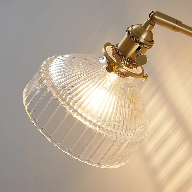 Helnys Copper Socket LED Wall Lamp Clear Glass Pull Chain Switch