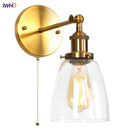 Helnys Gold LED Wall Light with Pull Chain Switch - Industrial Vintage Style