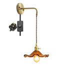 Helnys Amber Glass LED Wall Sconce for Living Room, Bedroom, Bar - Copper Wall Lamp