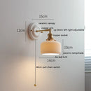 Helnys Ceramic LED Wall Sconce - Copper Arm, Adjustable Pull Chain Switch