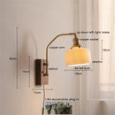 Helnys Nordic Copper LED Wall Lights Fixtures Switch Walnut Wall Lamp