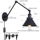 Helnys Vintage Iron LED Wall Lamp with Pull Chain Switch