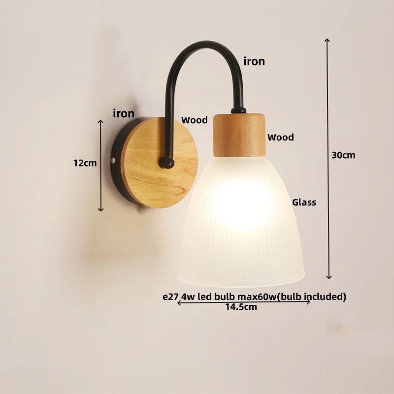 Helnys Simple LED Wall Lamp Sconce Modern Glass Bathroom Light