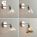 Helnys Clear Glass Silver LED Wall Sconce Iron Arm Adjustable E26 E27 Socket