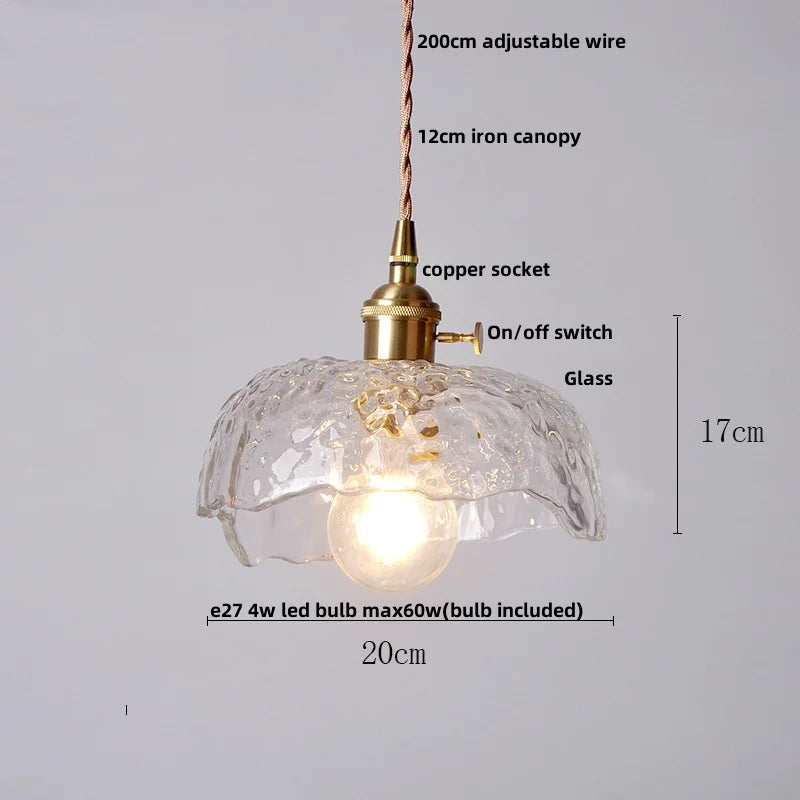 Helnys Walnut Wood LED Pendant Light Fixture with Adjustable Green Glass