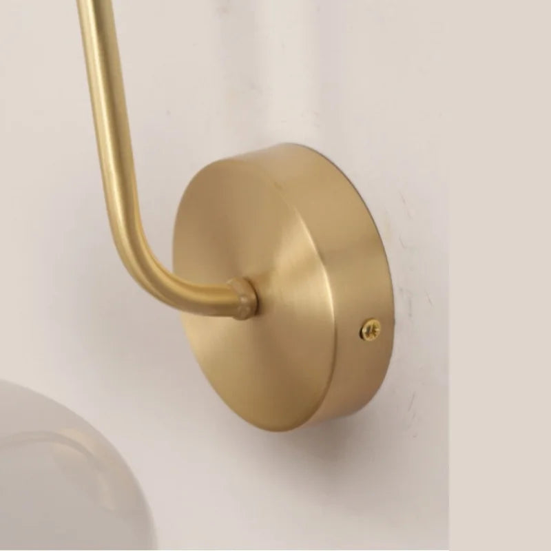 Helnys Glass LED Wall Sconce with Pull Chain Switch, Copper Nordic Bathroom Light