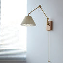 Helnys Nordic LED Wall Light White Umbrella Style Swing Copper Arm Bedside Lamp