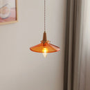 Helnys Wood Amber Glass LED Pendant Light Fixture - Nordic Modern Hanging Lamp