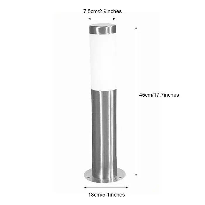 Helnys Stainless Steel Outdoor Lawn Light, White Shade Garden Pathway Lighting