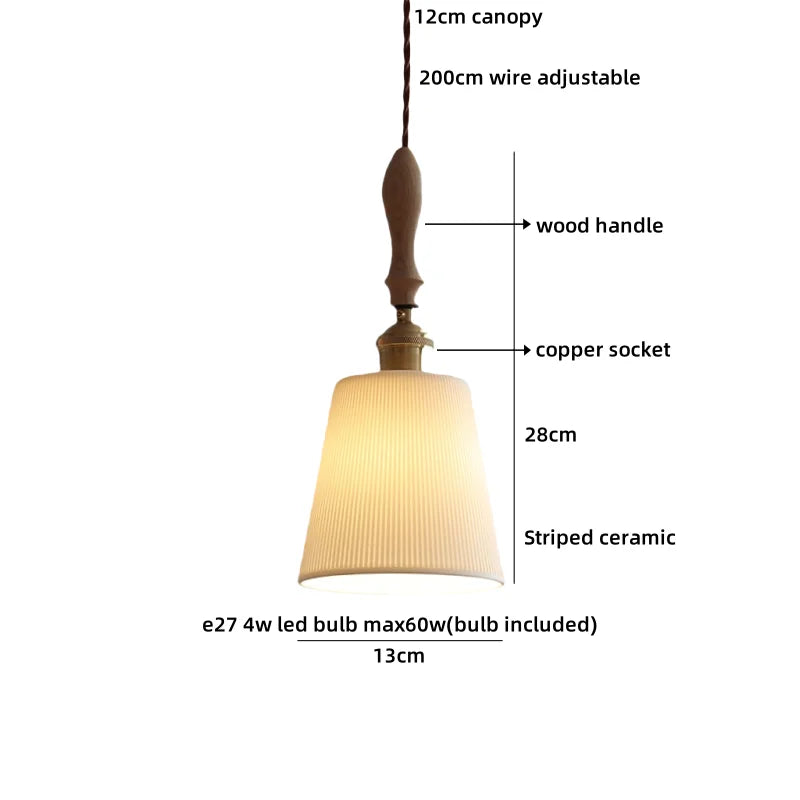 Helnys Ceramic LED Pendant Light Home Decor Hanglamp