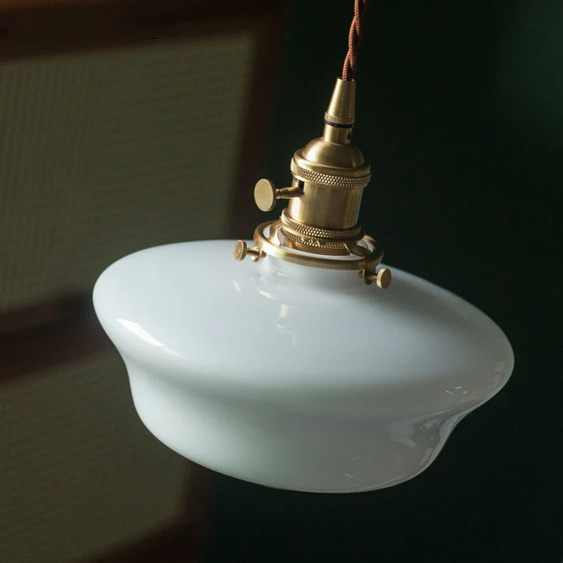 Helnys Modern Glass Copper Pendant Light for Bedroom & Living Room