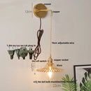 Helnys White Glass LED Wall Lamp with Pull Chain Switch - Nordic Modern Design