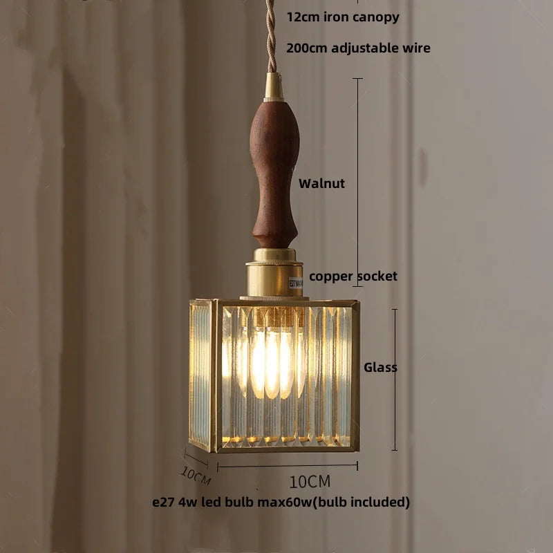 Helnys Glass LED Pendant Light - Modern Copper Hanging Lamp - Nordic Style