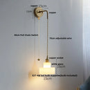 Helnys Nordic LED Wall Light Pull Chain Switch Glass Adjustable Stair Sconce