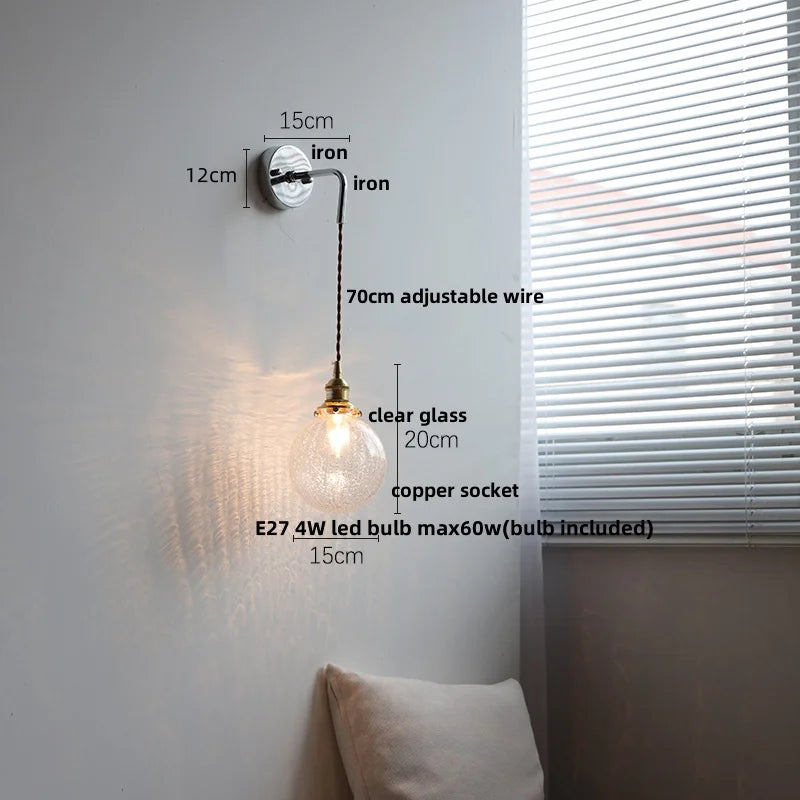 Helnys White Glass LED Wall Lights with Pull Chain Switch - Modern Nordic Design