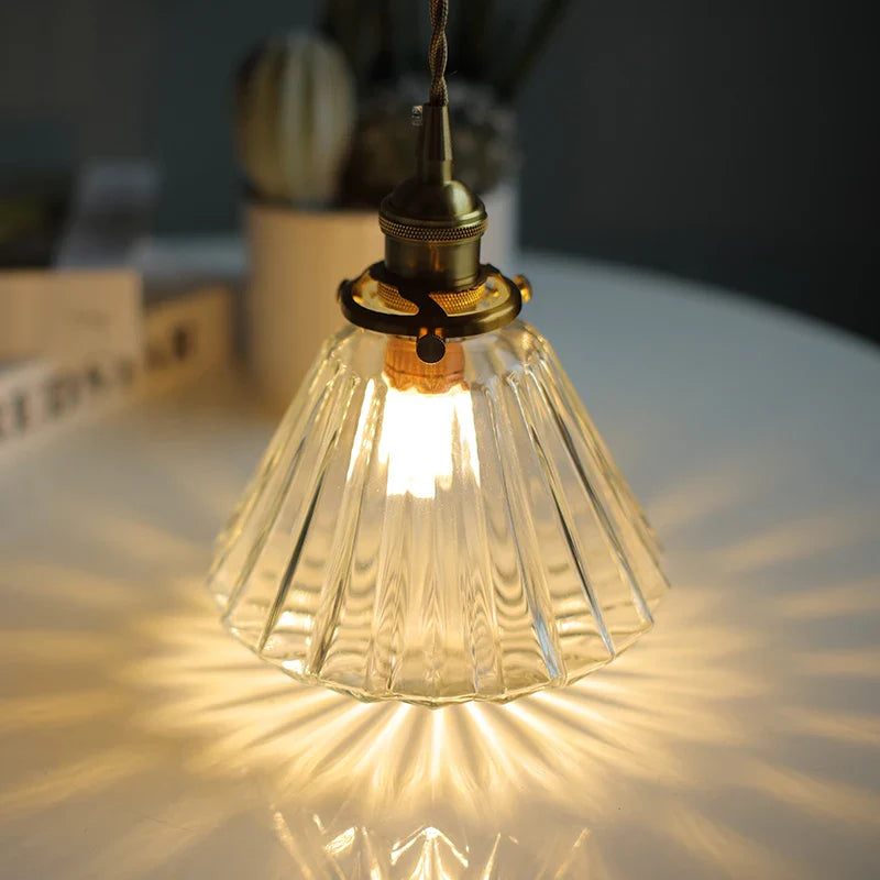 Helnys Modern Glass Pendant Lamp with Adjustable Copper Socket for Home Decor