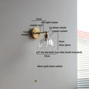 Helnys Nordic Crystal Glass Wall Sconce LED Light Fixture Antique Brass Gold Bedroom Lamp