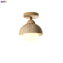 Helnys Yellow Travertine LED Ceiling Light: Nordic Modern Glass Ball Ceiling Lamp