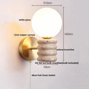 Helnys LED Wall Light Fixture Modern Nordic Design 2 Yellow Travertine Stone Wood Bedside Lamp
