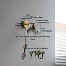 Helnys Nordic Crystal Glass Wall Sconce LED Light Fixture Antique Brass Gold Bedroom Lamp