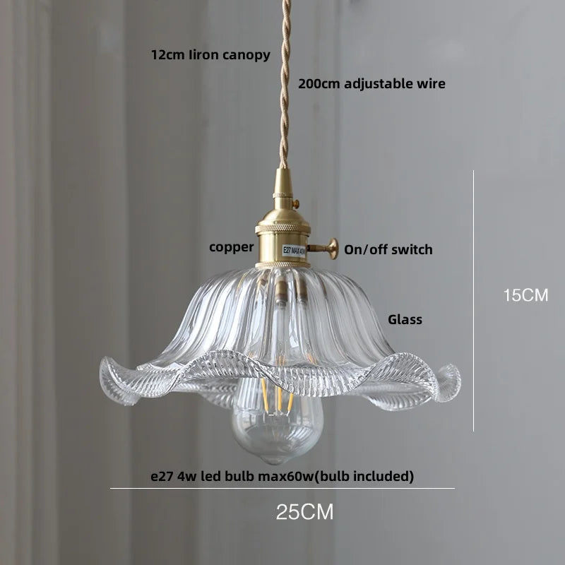 Helnys Amber Glass LED Hanging Lamp Adjustable Nordic Stair Pendant Light