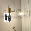 Helnys Glass LED Wall Sconce Adjustable Arm Bedroom Living Room Lamp