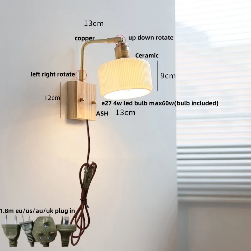 Helnys Modern LED Wall Sconce Rotatable White Ceramic Vanity Light