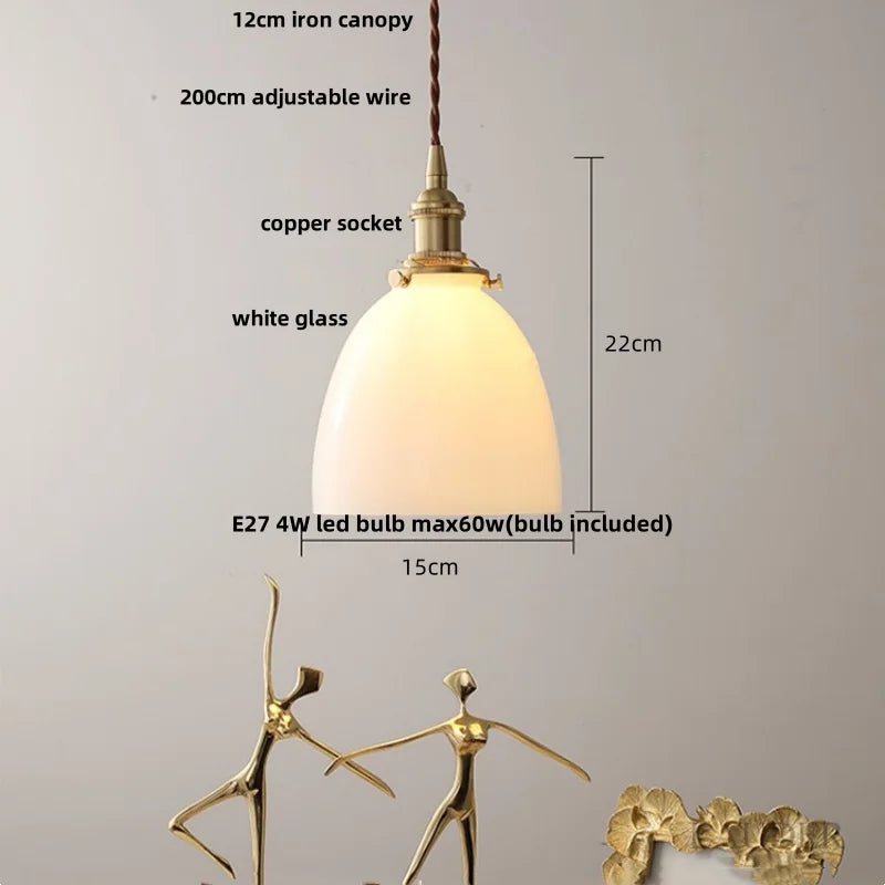Modern Nordic Glass Pendant Light Fixture - Helnys Copper Socket LED Hanging Lamp