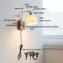Helnys White Ceramic LED Wall Lights with Adjustable Copper Arm
