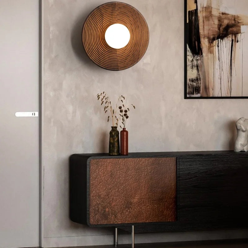 Helnys Nordic LED Wall Light Walnut Wood Glass Bedside Lamp Modern Luminaire