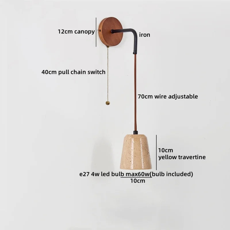 Helnys Adjustable LED Wall Sconce with Pull Chain Switch - Interior Wall Light Fixtures