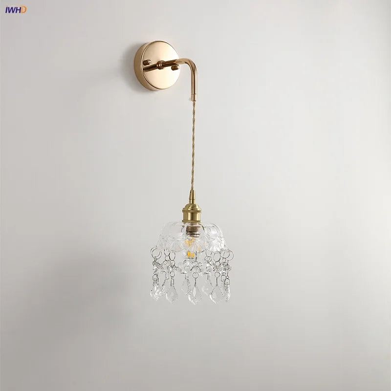 Helnys Clear Glass LED Wall Lamp Modern Crystal Home Decor Applique Murale