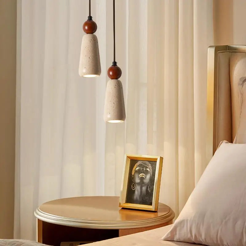 Helnys Wood LED Pendant Light Fixture Adjustable Modern Hanging Lamp