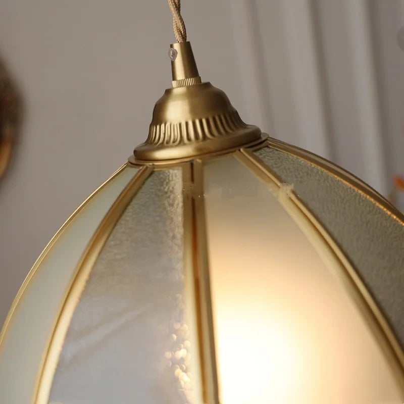 Helnys Antique Glass LED Pendant Lamp Adjustable Kitchen Light Fixture