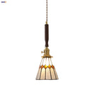 Helnys Tiffany Style Walnut Wood LED Pendant Lights with Copper Knob Switch