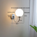 Helnys Round Glass Ball LED Wall Light - Gold Brass Base Nordic Bedroom Bedside Lamp