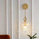 Helnys Nordic Crystal Glass Wall Sconce LED Light Fixture Antique Brass Gold Bedroom Lamp