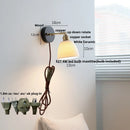 Helnys Black Wood LED Wall Light with Pull Chain Switch