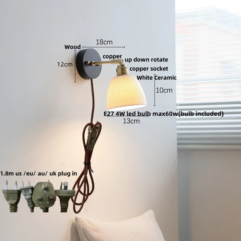 Helnys Black Wood LED Wall Sconce Rotatable Stair Light