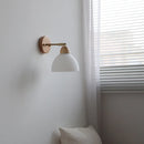 Helnys Nordic LED Wall Light Copper Arm White Glass Bedside Lamp